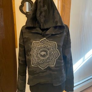 Buffalo Mandala Crop Hoodie
